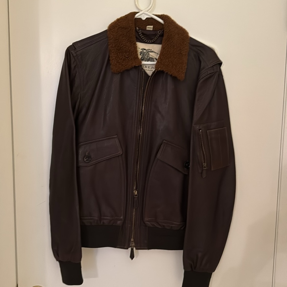 Men’s Shearling -Collar Brown Leather Jacket